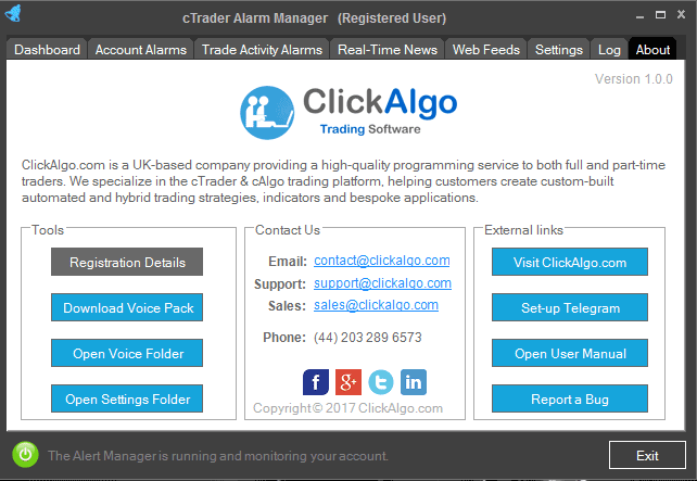 cTrader Alarm Manager Credits
